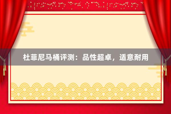 杜菲尼马桶评测：品性超卓，适意耐用